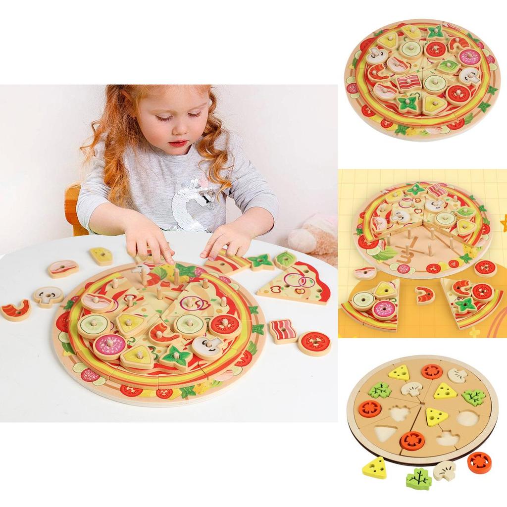 Wooden Simulation Single And Multi Layer Vegetable And Fruit Pizza Children Toy For Imaginative Play And Parentchild Interaction