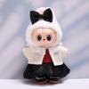 Red Leather Jacket Sitting Labubu Time Cloth 17cm Plush Dolls Clothes  Cotton Doll Accessories