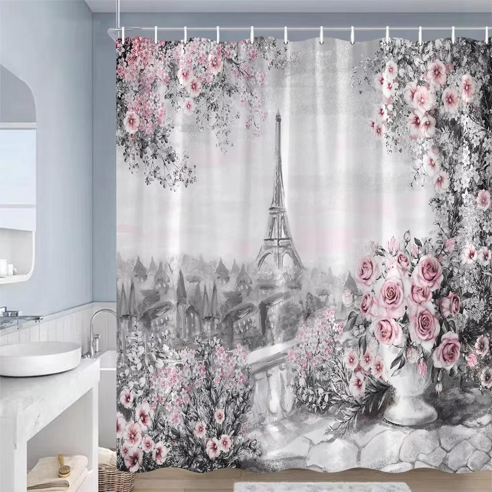 Fashion Girl Pattern Shower Curtain Black White Stripe Bathroom Decor Accessories American Style Bath Curtains Waterproof Cloth