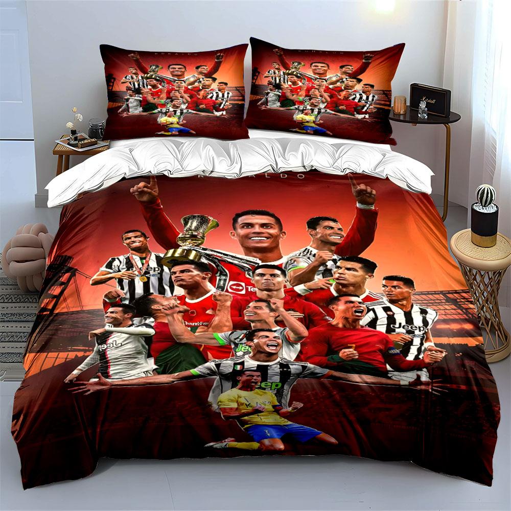 Glorious Football Career Highlights Bedding Set for Kids Luxury Gift 3pcs Digital Print Comforter Set Soft Comfortable