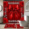 4Pcs Shower Curtain Set with Non-Slip Bath Mat, Toilet Lid Cover, Contour Rug & 12 Hooks, Bathroom Decor