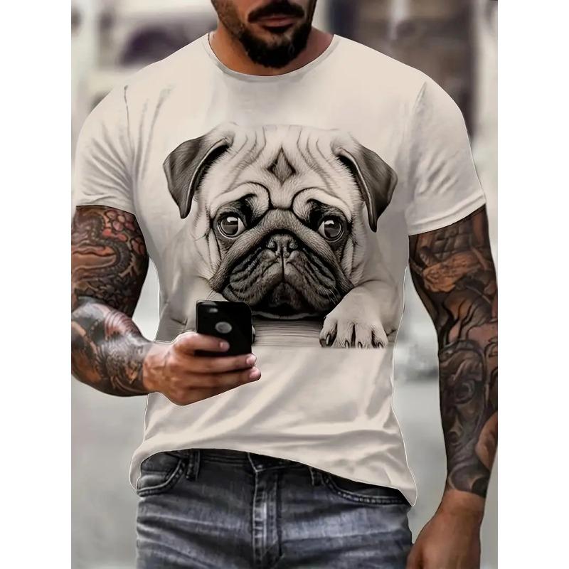 3D Print Animal Pug Graphic T-Shirt For Men Summer Short Sleeve Cool Dog Pattern Tshirts For Men New In Men's Tee Shirts