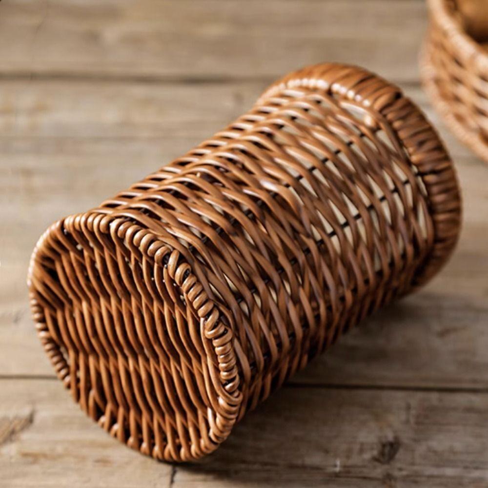 Durable Chopstick Barrel Multifunctional Woven Drain Chopsticks Rack Woven Round Chopsticks Tube