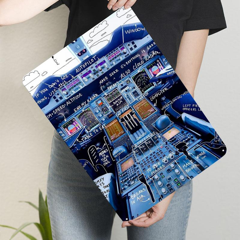 A380 Airbus Cockpit Schild Flugzeuge Poster Raumdekorationen Benutzerdefinierte Metallschilder für Wandkunstdekoration Retro Vintage Interieur