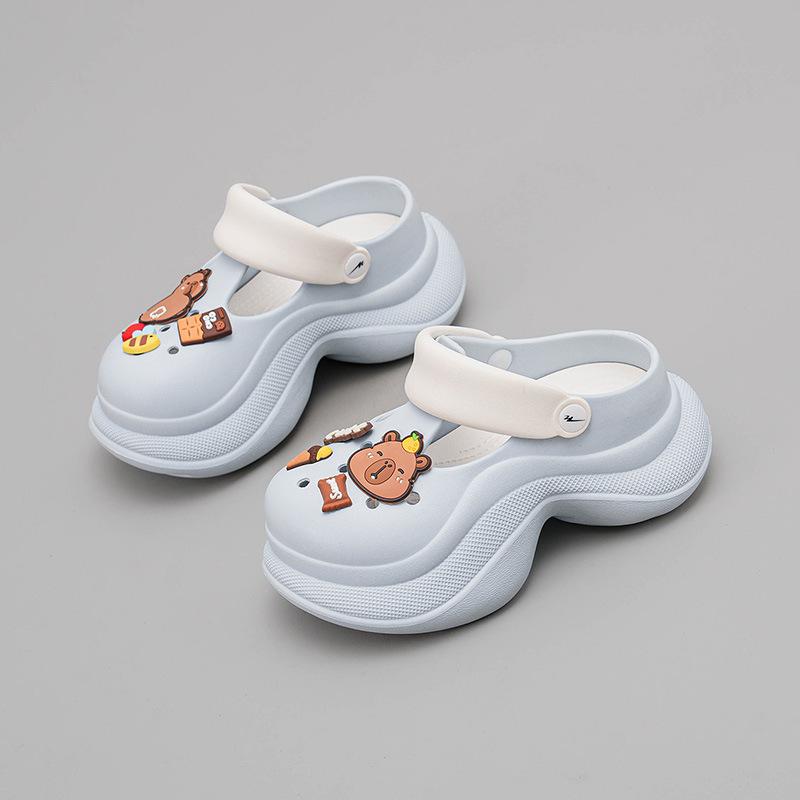 

CH1610-Kapibara women s shoes 2025 new summer hole shoes versatile thick-soled soft-soled heightening slippers 35