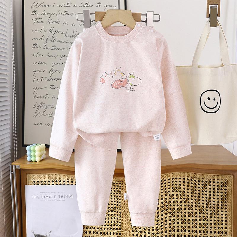 Autumn/Winter Kids' Cotton Long Underwear Set - Cute and Cozy Homewear