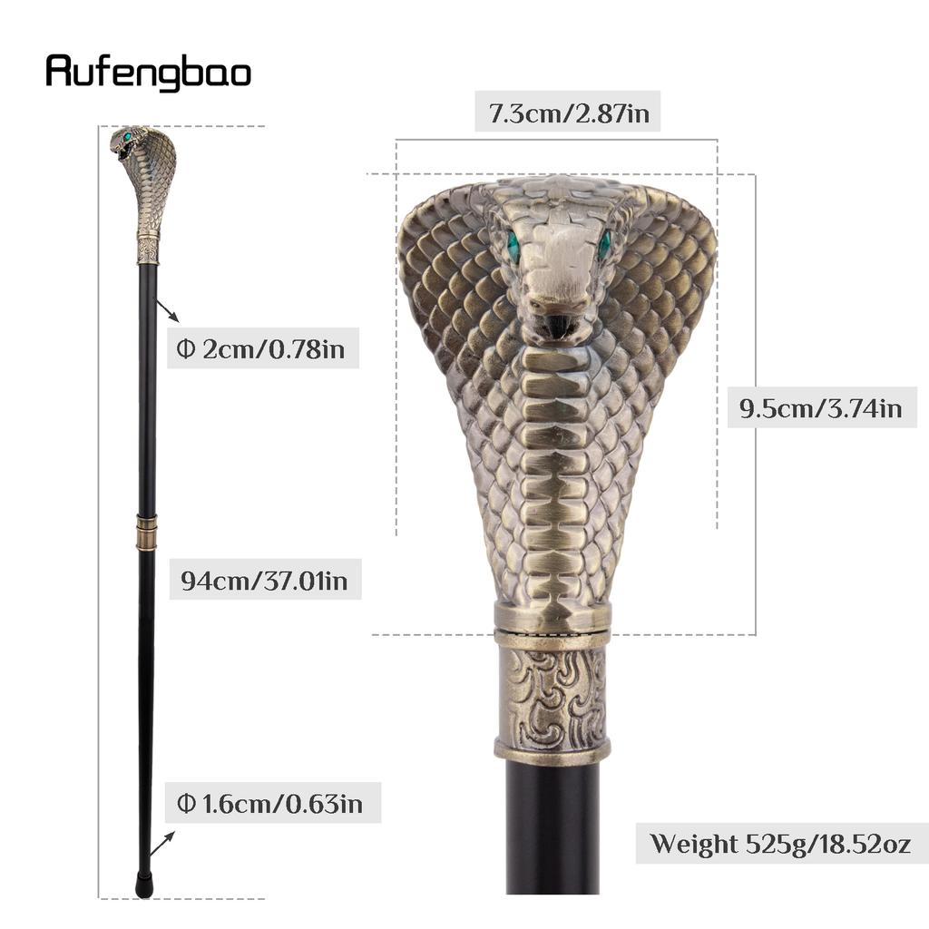Kupfer Luxus Kobra Schlange Griff Mode Gehstock für Party Dekorative Gehhilfe Elegantes Krummstab Knauf Gehstock 94cm