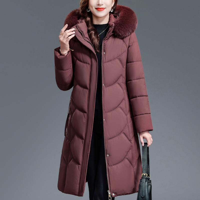 Middelaldrende Kvinners Kåper Vinter Lange Parkaser Hette Fuskepelskrage Tykke Varme Hverdagslige Kvinnejakker