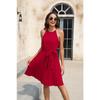 Spring/summer Women's Waistband Dress Party Dress V-neck Sleeveless Dress