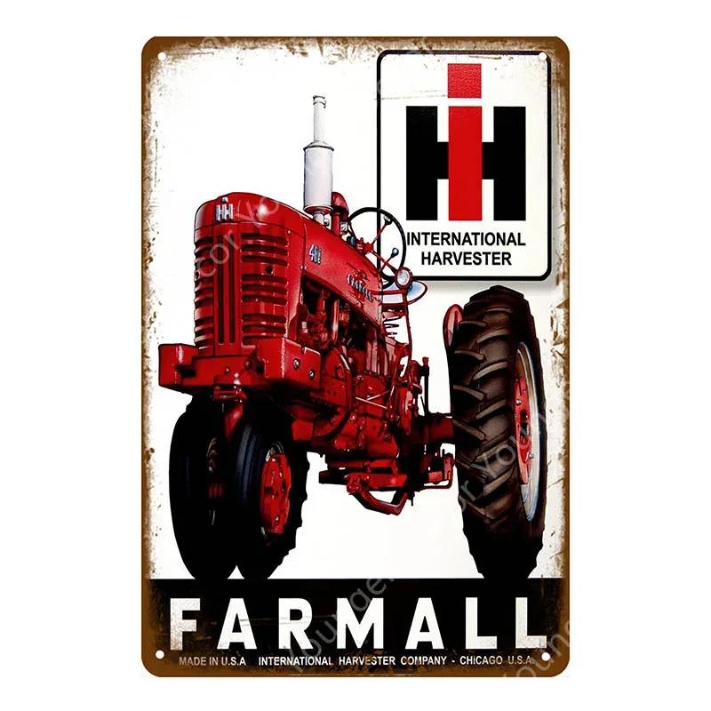 Vintage Farm Tractor Metal Signage Tin Signage Metal Vintage Farmhouse Courtyard Wall Art Decoration Mural Aesthetics Gift