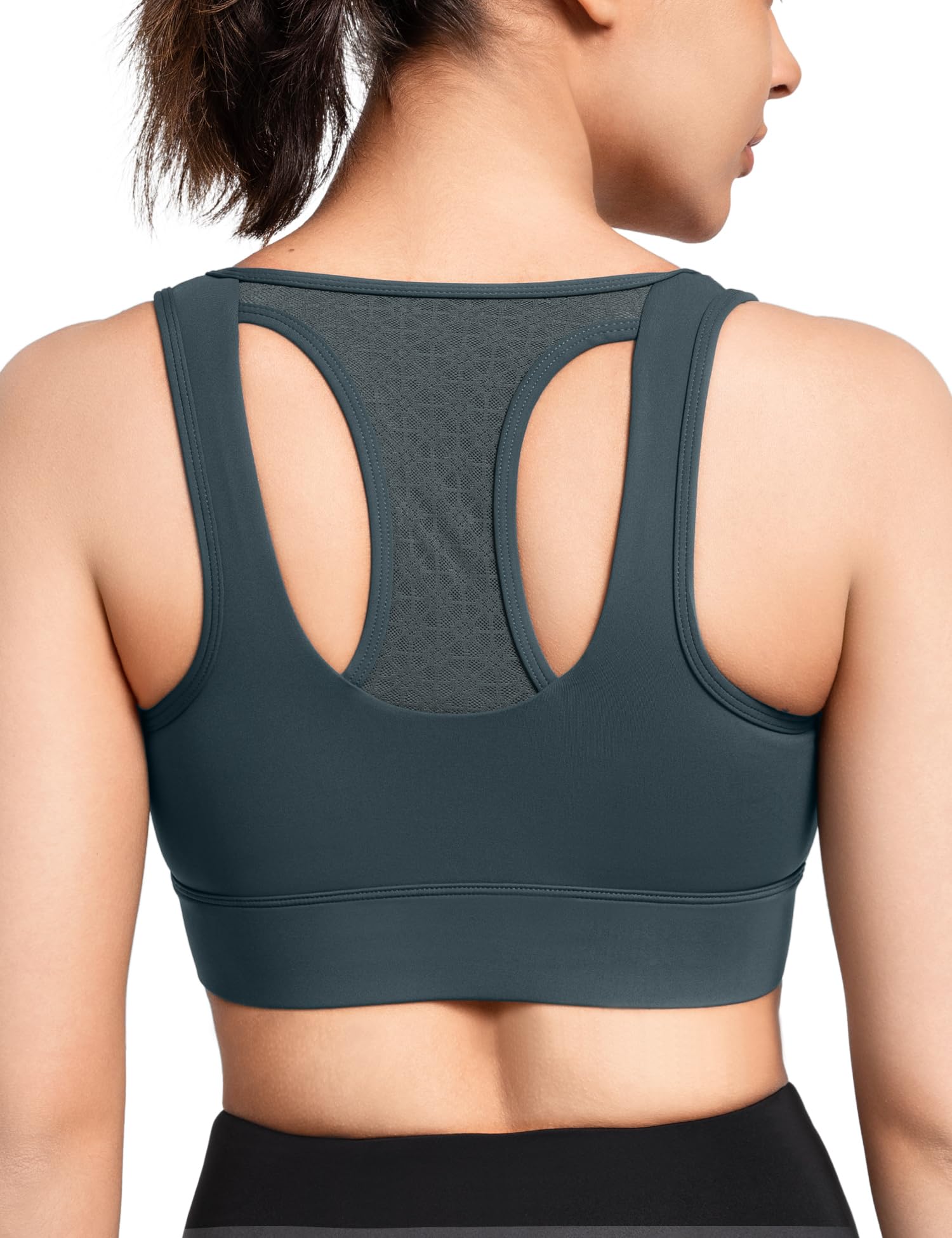 

Yvette Racerback Sports Lace for and Size 2XL Gray Women s No-Sway Bra, Sweat-Wicking, Quick-Drying, Mesh, One-Piece Cup, Wireless, Running, Gym,