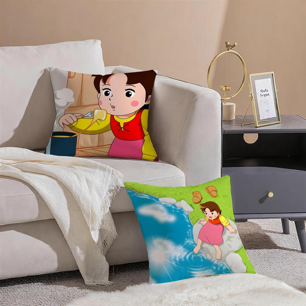 Cartoon HHeidi Girl of the Alps Cushion Cover Pillowcase Short Plush Invisible zipper Room Sofa Cushion Cover