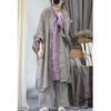 Johnature Linen Chinese Style Casual Shawl Autumn Woman Fashion Vintage Style Solid Color Long Sleeves Coat