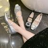 Beautiful Mary Jane Shoes Women's New 2025 Silver Thick Heel High Heels French Spring and Autumn Single Shoes Small Leather Shoes