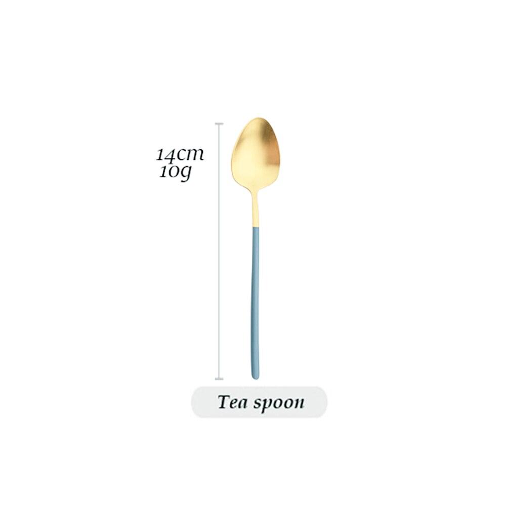 Furculiță Linguriță Cuțit Bețișoare Set de tacâmuri Blue Gold Set din oțel inoxidabil 304 linguriță Argintărie Set de veselă pentru cină Dropshipping