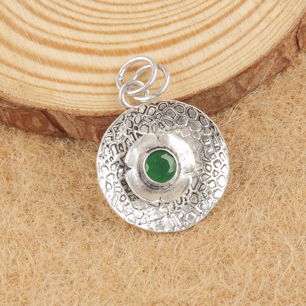 Green Onyx Gemstone Pendant, 925 Solid Sterling Silver Jewelry, Handmade Everyday Pendant For Engagement Gift