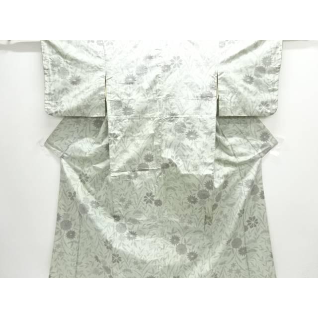 

Hand-woven pongee kimono with flower pattern [antique] [used] [wearing] [pongee] Sosou