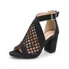 2026 Damenschuhe Damenschnalle Stiefeletten Damen Hohe Absätze Hohl Grober Absatz Sandalen Fischmund Damen Pumps Große Größen 36-43
