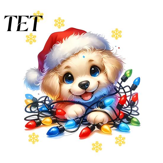 Waterproof Refrigerator Stickers Christmas Cute Puppy Wall Stickers, PVC Decals, Peel And Stick Animal Holiday Dog Decals Art Decor for Home