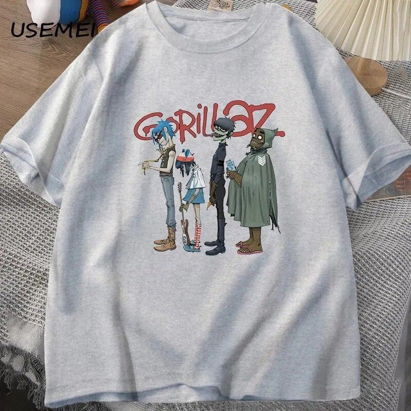 Trupa de muzică Gorillaz PUNK ROCK Tricou Unisex Femei Vara anilor 90 O-gate Bumbac mânecă scurtă Tricouri Haine Vintage Y2K Îmbrăcăminte Tricou