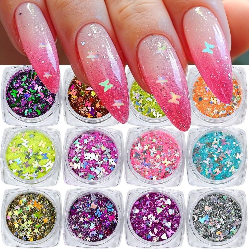 Fashion Ultra-Thin Nail Glitter Multicolor Turtle Scales Flakes Nail Sequins Sparkly Glitter Nail Stickers DIY Nail Art