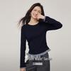 Women's Plaid Lace Patchwork Long Sleeve Fake Two-Piece T-shirt