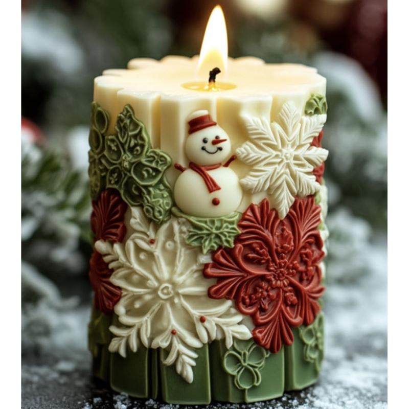 Christmas Cylinder Candle Mold Food Grade Silicone Mold For Epoxy Resin Candle Soap Making Baking Craft Project