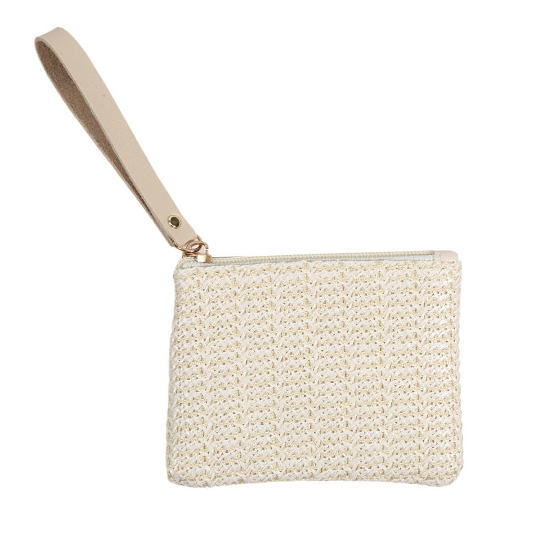 Women Girls Straw Clutch Purses Lightweight Summer Beach Mobile Phone Wallet Coin Change Pouch
