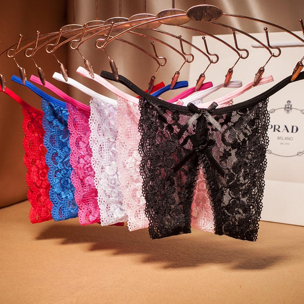Sexy Big Crotch Thong Ladies Transparent Lace Sexy Underwear Panties Open Crotch Panties