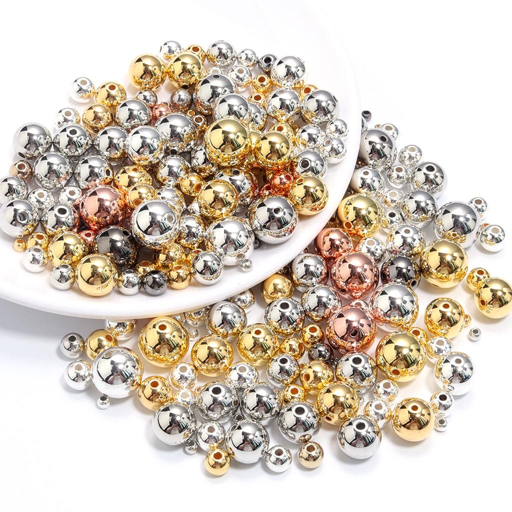 20-500pcs/lot 3-14mm CCB Ball Beads Gold Color Loose Spacer Round Beads For Jewelry Making DIY Bracelet Necklace Accessories