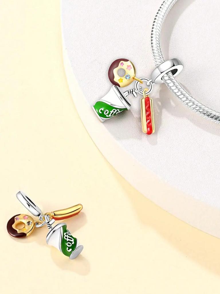 Charms Plata Delicious Food Pizza Roast Chicken Beads For Charmsoriginales Bracelet Beads Jewellery Making Women'S Gift