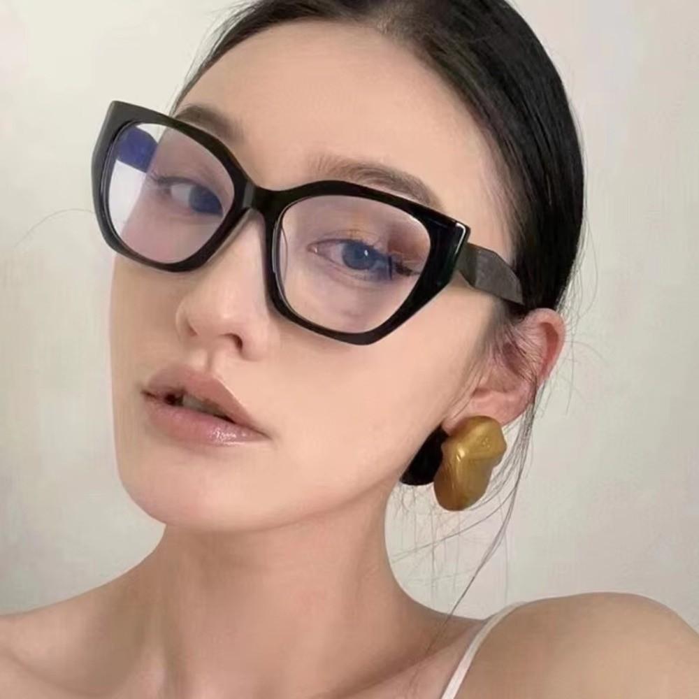 Versatile Clear Lens Cat Eye Glasses Large Frame Lightweight Plain Glasses Anti Blue Light Transparent Eyewear Unisex