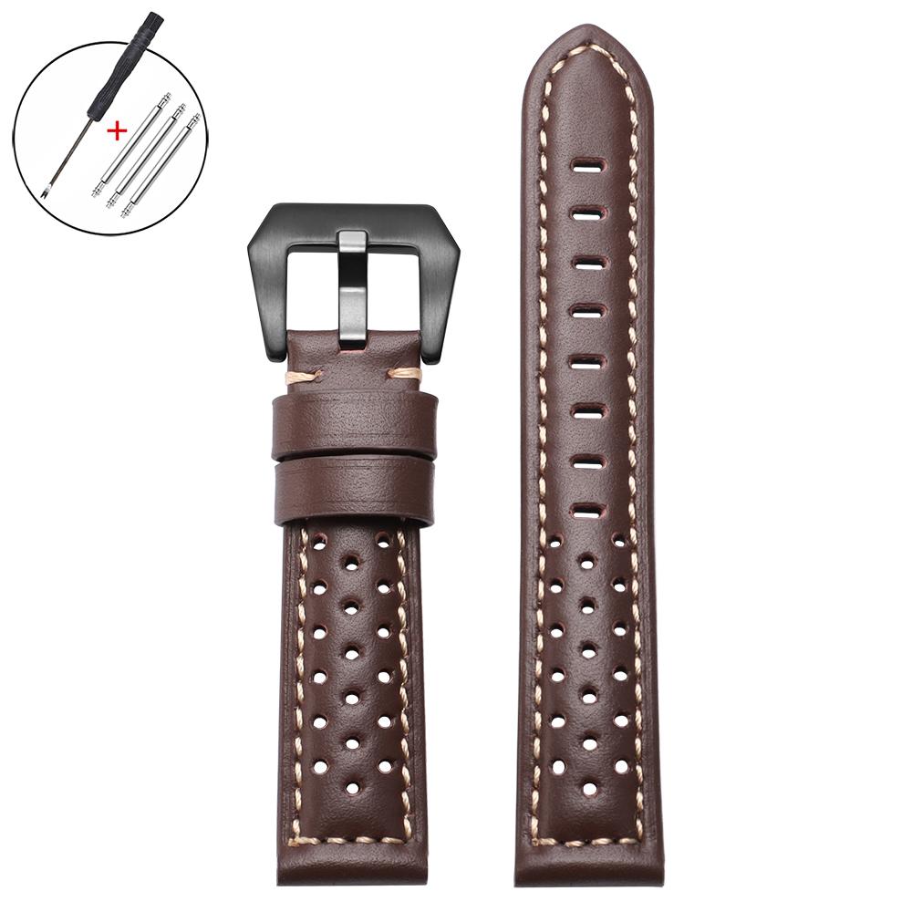 Handmade Genuine Leather Watch Straps 20mm 18/22/24/26mm for Panerai for Omega Soft Men Vintage Breathable Cowhide Bracelet Belt