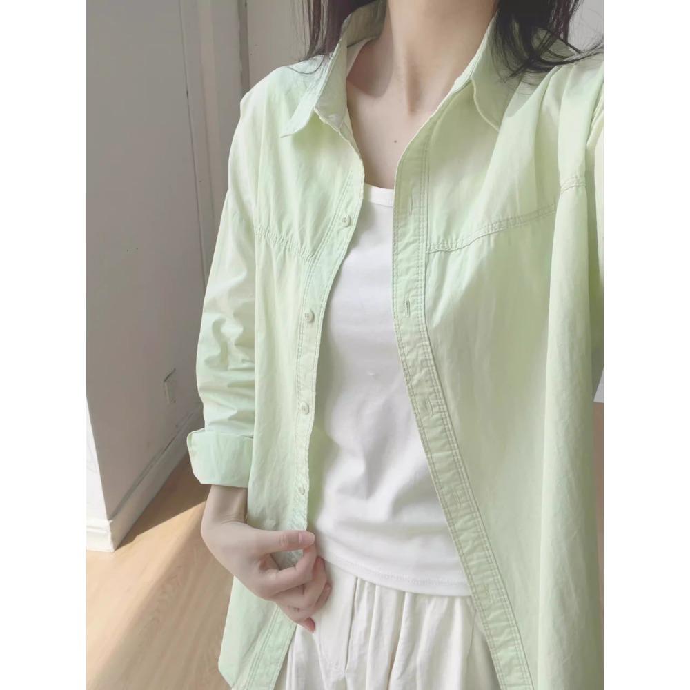 

Весна и лето хлопковая желтая рубашка для поездок на работу, новая тонкая женская рубашка с длинными рукавами, куртка с солнцезащитным кремом 2XL