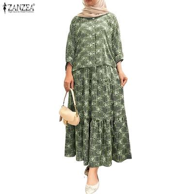 Women Long Sleeve Blouse and Skirts Muslim Casual Two Piece Suit Sets