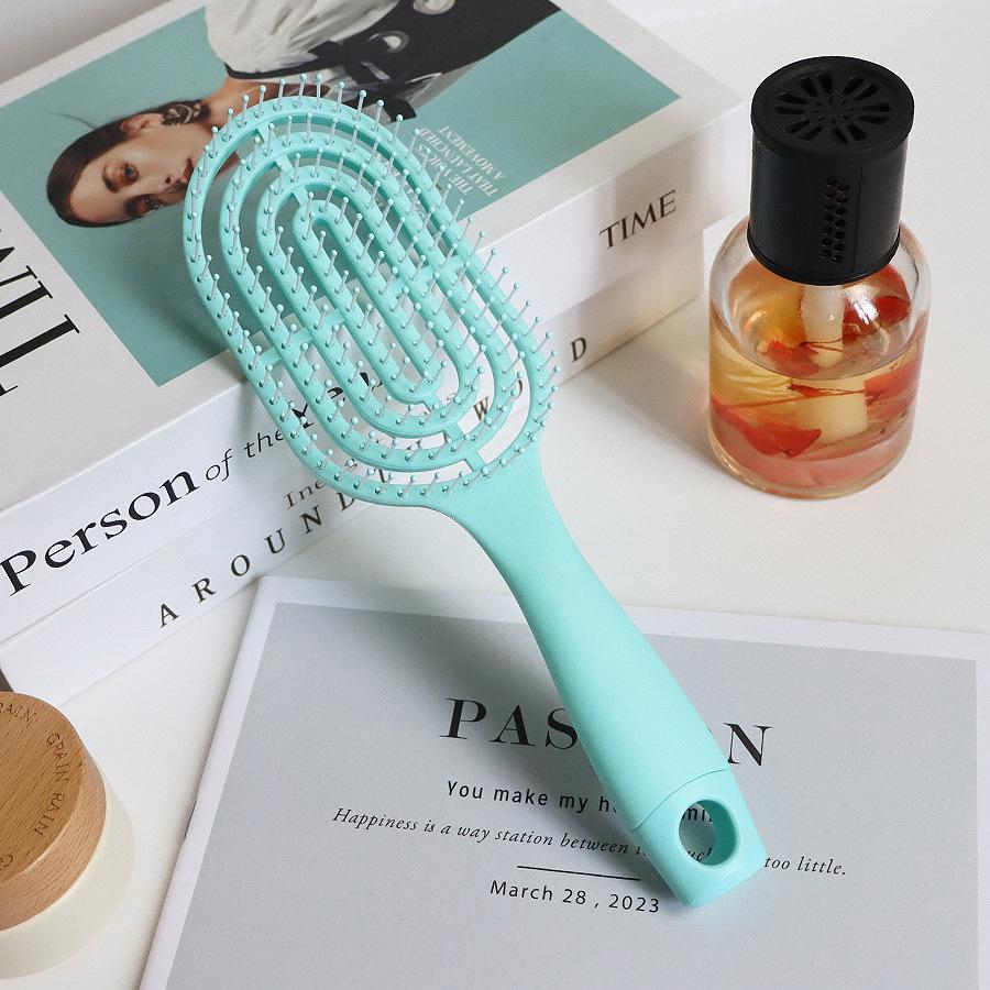 Pettine Massaggiante Curvo per Capelli Folti con Manico Lungo per Capelli Ricci