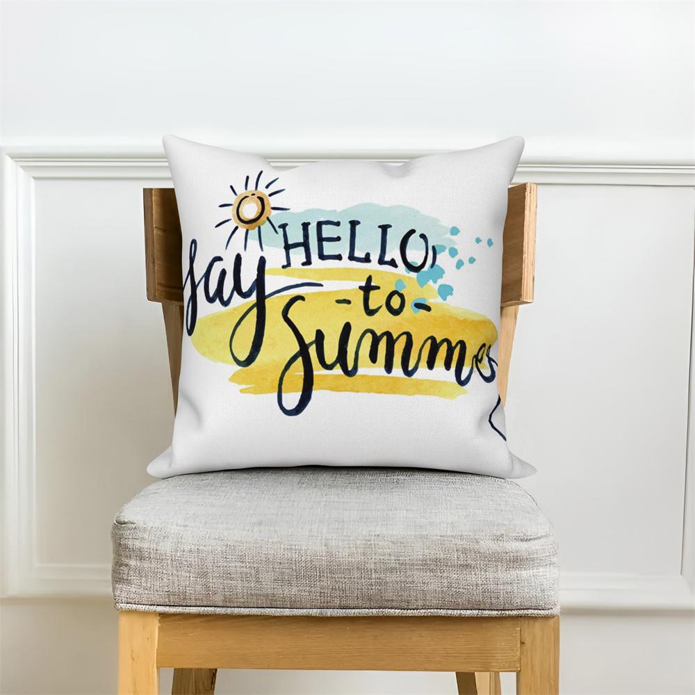 Home Sofa Office Cushion Pillowcase  Summer Vacation Alphabet Printed