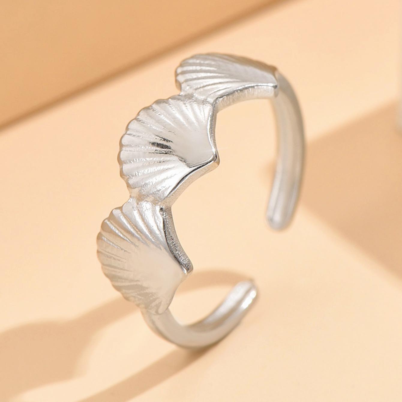 Stainless Steel Open Shell Resort Ring - Women s Ocean Beach Style