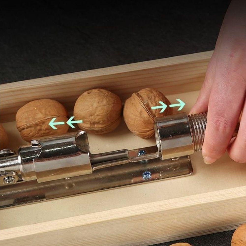 Kitchen Gadgets Manual Nut Cracker Heavy Duty Stainless Steel Walnut Shelling Machine With Storage Box Nut Sheller Pecans
