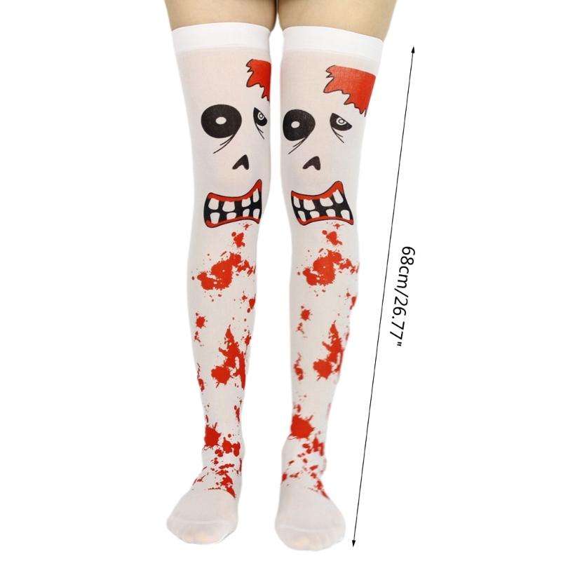 Women Halloween Party Stockings Lolita Printing Witch Cosplay Funny Cartoon Costume Long Socks Accessories Props