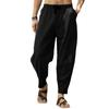 Herren-Baumwoll-Leinen-Baggy-lange Hose, weites Bein, elastische Taille, lockere Haremshose