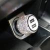 Dual USB Car Charger Bling Bling Handmade Rhinestones Crystal Car Decorations for Fast Charging Car Decors for iPhone/Samsung