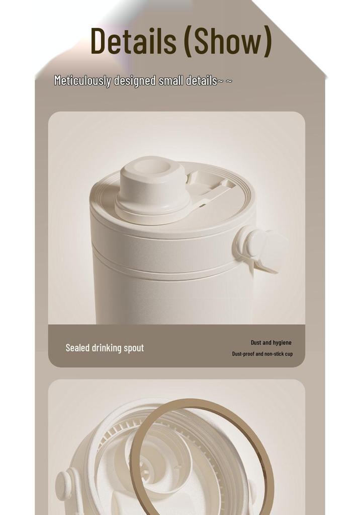 High-Capacity Dual-Use Insulated Cup with Straw, 316 Stainless Steel and Ceramic Liner, Portable Travel Companion