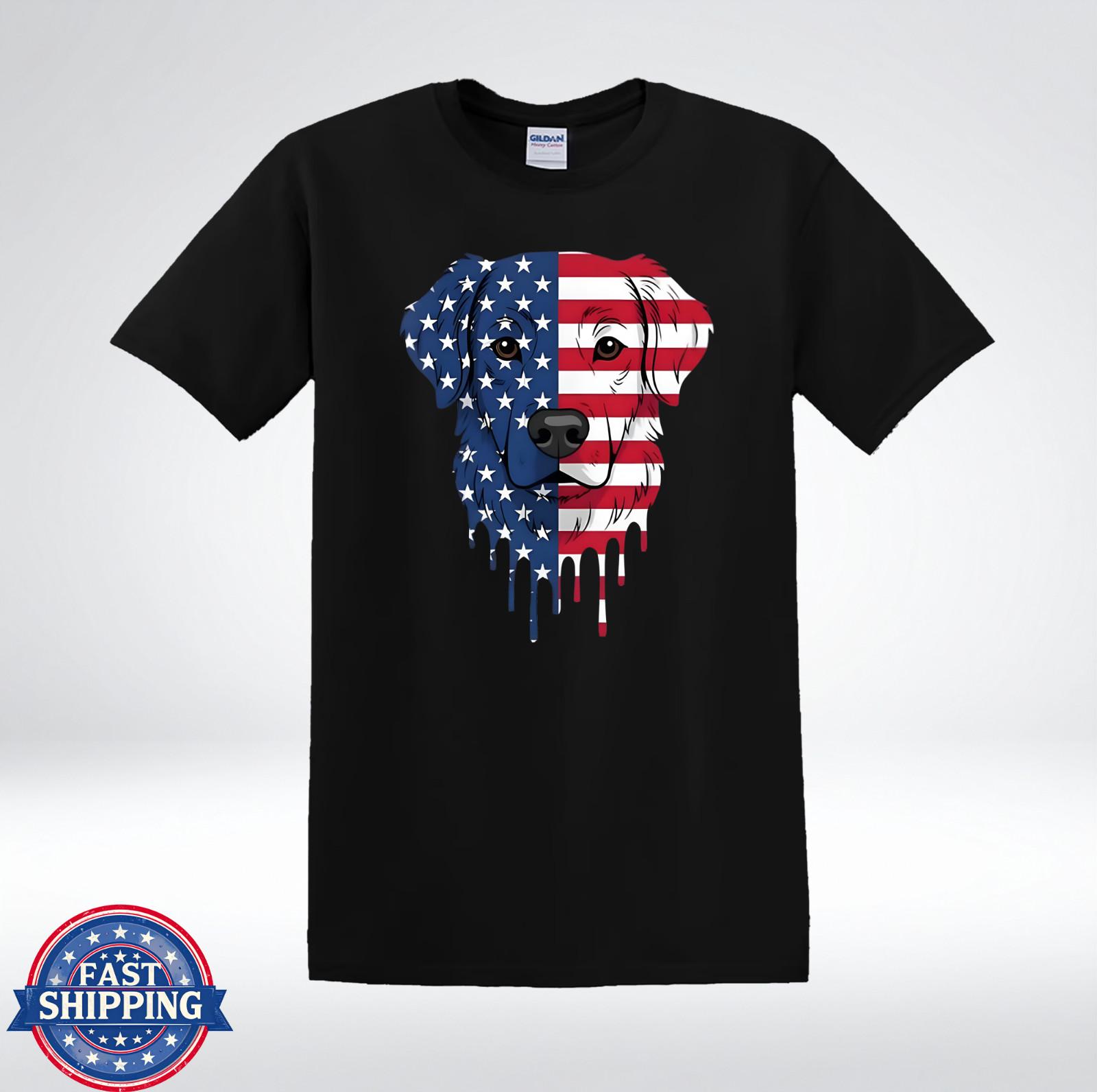 Patriotic Puppy American Flag Art Graphic T-Shirt XXL