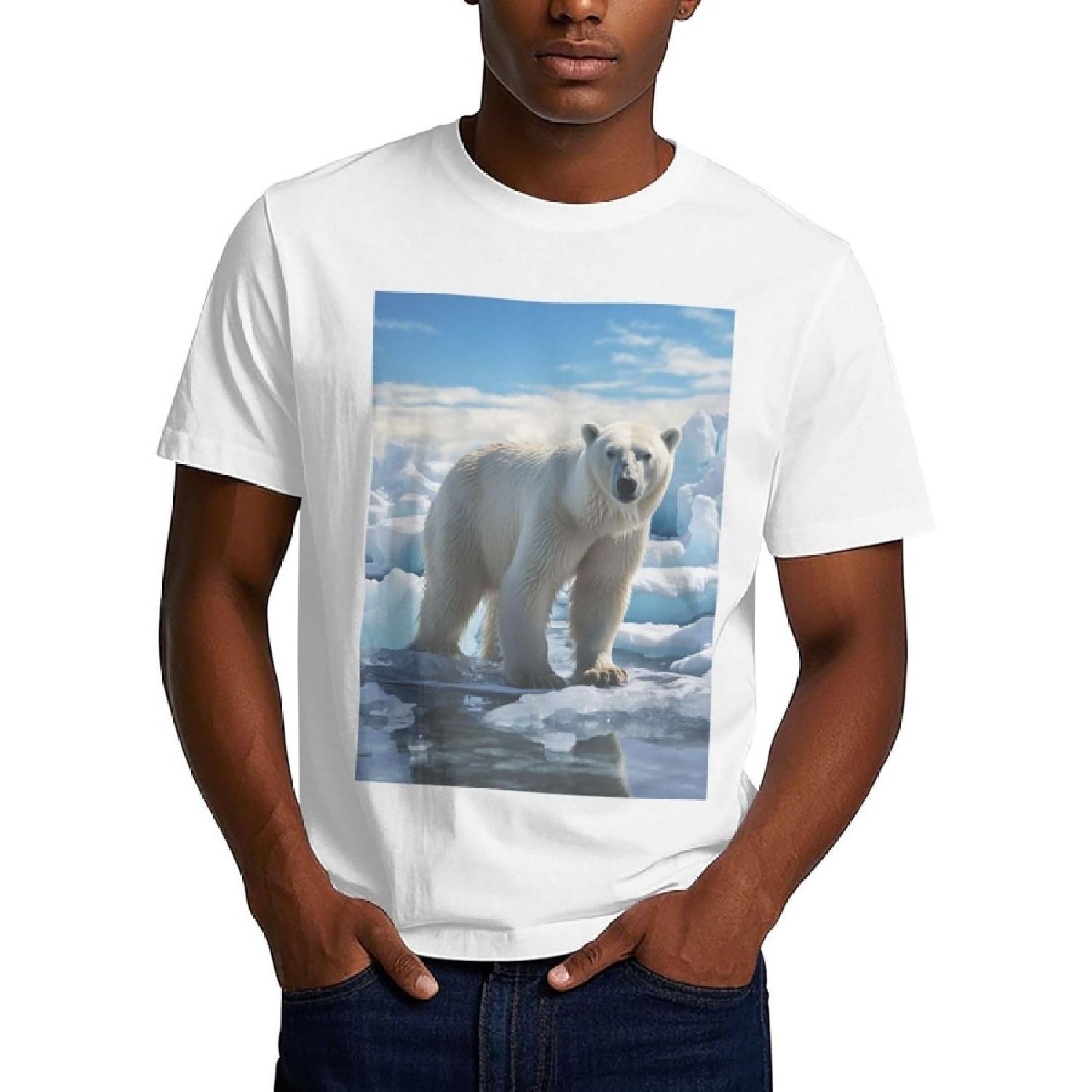 Men s T Shirt Short Sleeve Polar Bear Ice Crew Neck Moisture Wicking Tee Novelty Undershirt for Men S