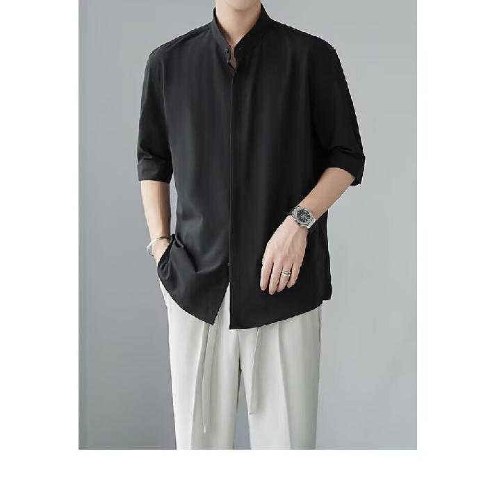 Kurzärmeliges Hemd für Männer im Sommer, trendiges Jugendhemd im neuen koreanischen Stil, japanische Hemdjacke mit lockerer Passform im Hongkong-Stil mit Übergröße