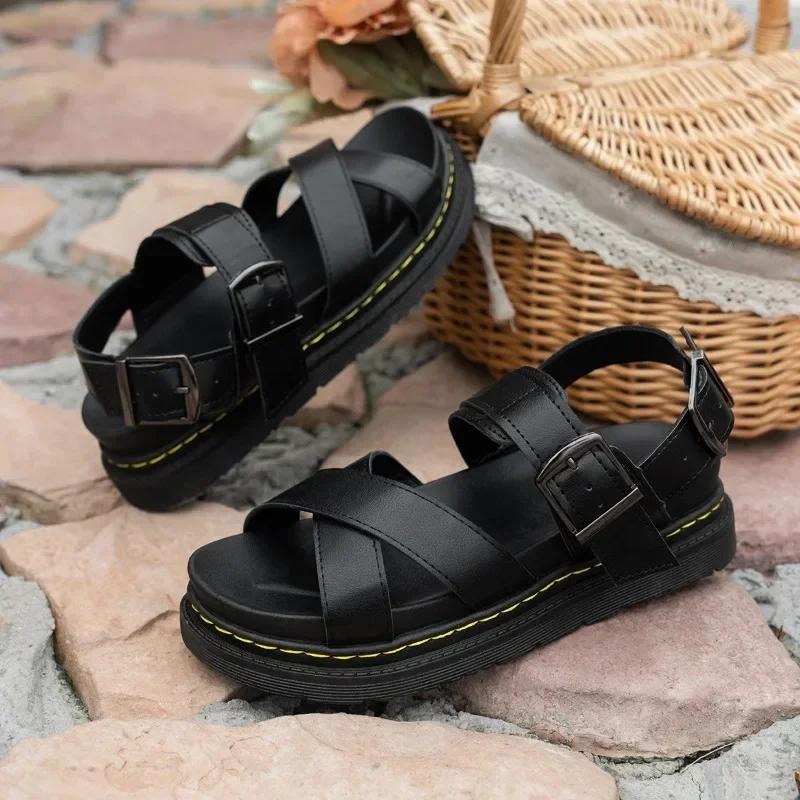 Sandalen Damen Anzug Sommer Absätze Schuh Weiblich Große Größe Flache Sandalen Damen Strandmode Schwarz Plateau Sandalias
