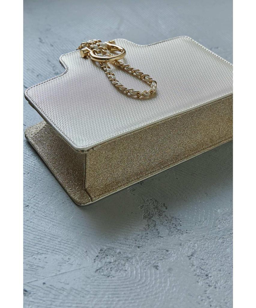 [niana] Eckige Tasche mit Kettenhenkel, Partytasche, Clutch, Handtasche, Grau, F