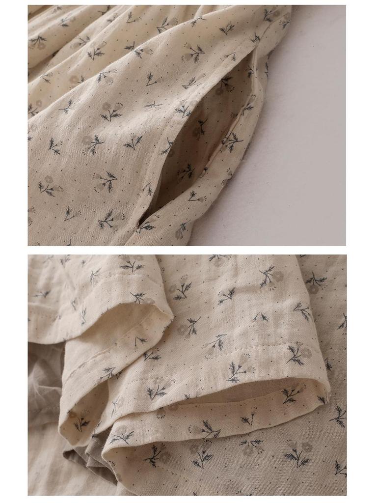 Spring/Summer 2026 Elegant Floral Tie-Up Round Neck Pullover Dress