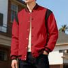 Men's Casual Baseball Jacket with Color Block, Stand Collar and